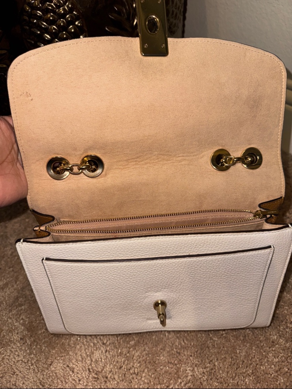 Coach Pebbled Leather Shoulder Bag in Ivory with Gold Hardware authentic - Picture 9 of 9